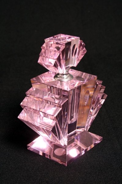 Art Deco Style Pink Fan Crystal Perfume Bottle | Ref. no. S0011  15cm | Regent Antiques